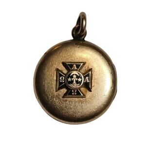 Vintage Alpha Tau Omega Gold Filled Sweetheart Locket Pendant